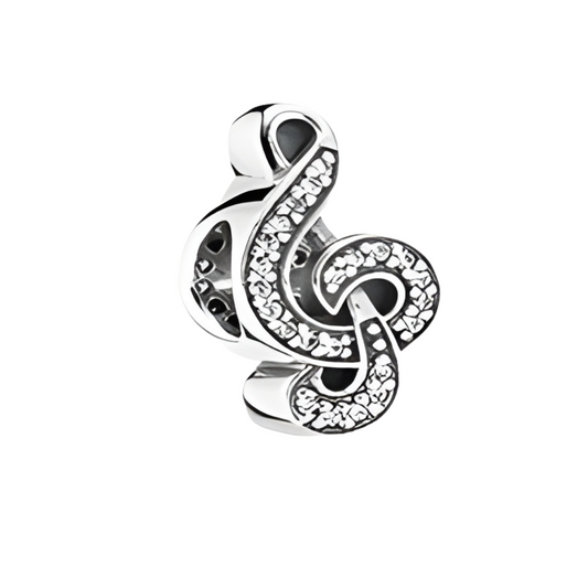 Onhand Best Seller Charm (s757-B-B): Silver Sweet Music With Clear Cz Charm