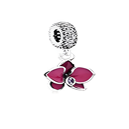 Onhand Best Seller Charm (s785-B-B): Silver Orchid Dangle Charm