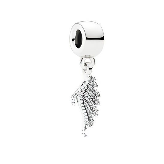 Onhand Best Seller Charm (s835-B-B): Phoenix Feather Dangle In Sterling Silver With Clear Cubic Zirconia Lucky, Feng Shui